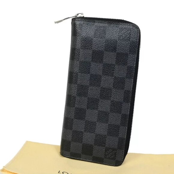 authenticity guaranteed LOUIS VUITTON Long Zippy Wallet Vertical Damier Graphite - Picture 1 of 10